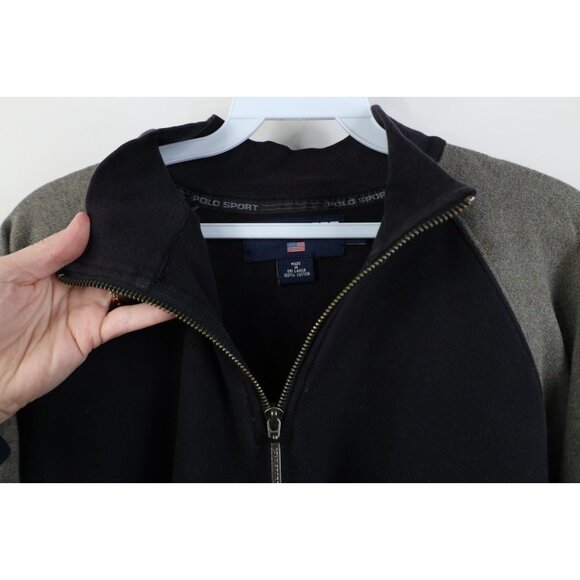 Vtg 90s Polo Sport Ralph Lauren Mens L Spell Out Striped Knit Half Zip Sweater - Picture 5 of 14